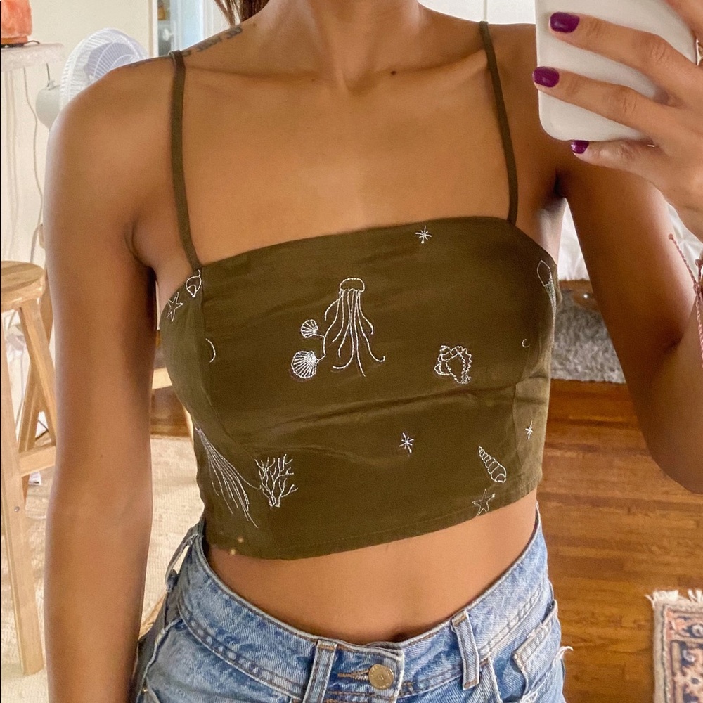 Embroidered Crop Top